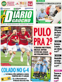 Capa do jornal Diário Gaúcho 05/11/2018