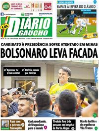 Capa do jornal Diário Gaúcho 07/09/2018