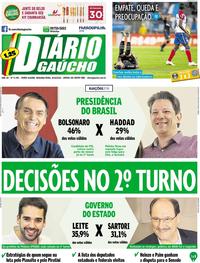 Capa do jornal Diário Gaúcho 08/10/2018