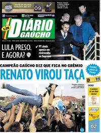 Capa do jornal Diário Gaúcho 09/04/2018