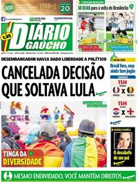 Capa do jornal Diário Gaúcho 09/07/2018