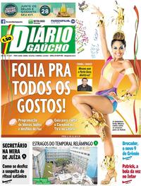 Capa do jornal Diário Gaúcho 10/02/2018