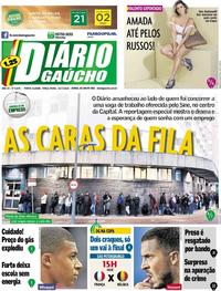 Capa do jornal Diário Gaúcho 10/07/2018