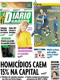 Capa do jornal Diário Gaúcho 11/07/2018