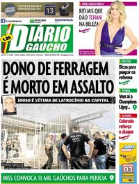 Capa do jornal Diário Gaúcho 13/04/2018