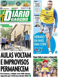 Capa do jornal Diário Gaúcho 14/02/2018
