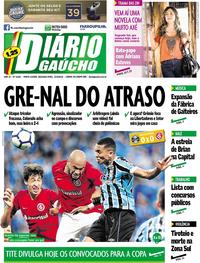 Capa do jornal Diário Gaúcho 14/05/2018