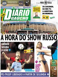 Capa do jornal Diário Gaúcho 14/06/2018
