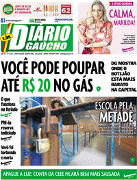 Capa do jornal Diário Gaúcho 14/11/2018