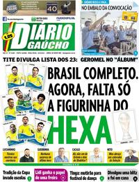 Capa do jornal Diário Gaúcho 15/05/2018