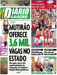 Capa do jornal Diário Gaúcho 15/06/2018
