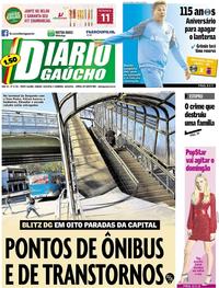 Capa do jornal Diário Gaúcho 15/09/2018