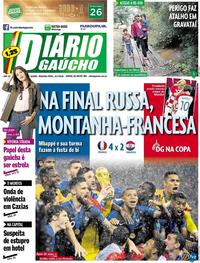Capa do jornal Diário Gaúcho 16/07/2018