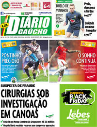 Capa do jornal Diário Gaúcho 16/11/2018