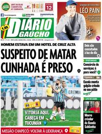 Capa do jornal Diário Gaúcho 17/09/2018