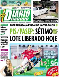 Capa do jornal Diário Gaúcho 18/01/2018
