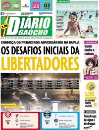 Capa do jornal Diário Gaúcho 18/12/2018