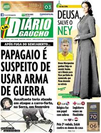 Capa do jornal Diário Gaúcho 19/06/2018