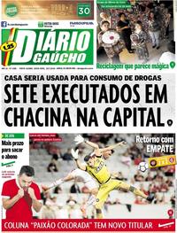 Capa do jornal Diário Gaúcho 20/07/2018