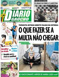 Capa do jornal Diário Gaúcho 21/03/2018