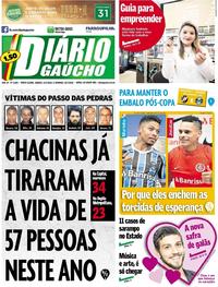 Capa do jornal Diário Gaúcho 21/07/2018