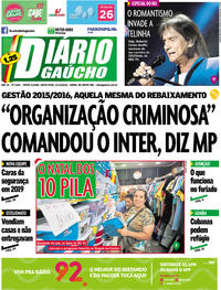 Capa do jornal Diário Gaúcho 21/12/2018