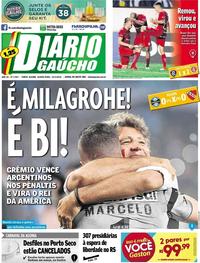 Capa do jornal Diário Gaúcho 22/02/2018