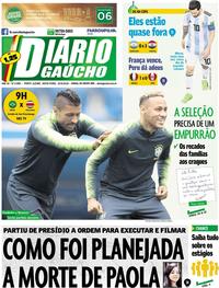 Capa do jornal Diário Gaúcho 22/06/2018
