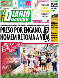 Capa do jornal Diário Gaúcho 22/12/2018