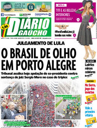 Capa do jornal Diário Gaúcho 24/01/2018
