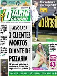 Capa do jornal Diário Gaúcho 27/03/2018