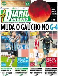 Capa do jornal Diário Gaúcho 27/07/2018