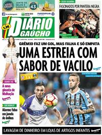 Capa do jornal Diário Gaúcho 28/02/2018