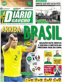 Capa do jornal Diário Gaúcho 28/06/2018