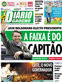 Capa do jornal Diário Gaúcho 29/10/2018