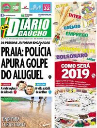 Capa do jornal Diário Gaúcho 29/12/2018