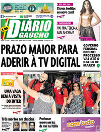 Capa do jornal Diário Gaúcho 31/01/2018