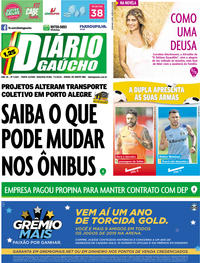 Capa do jornal Diário Gaúcho 07/01/2019