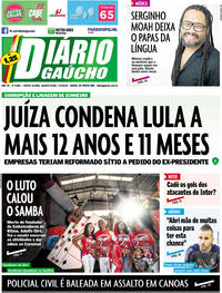 Capa do jornal Diário Gaúcho 07/02/2019