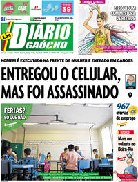 Capa do jornal Diário Gaúcho 08/01/2019