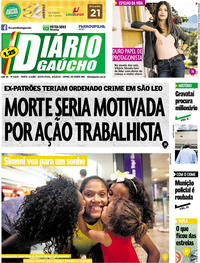 Capa do jornal Diário Gaúcho 08/03/2019