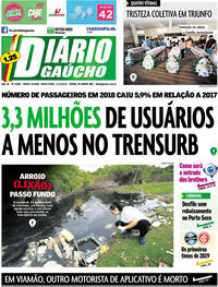 Capa do jornal Diário Gaúcho 11/01/2019