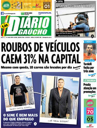 Capa do jornal Diário Gaúcho 13/02/2019
