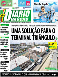 Capa do jornal Diário Gaúcho 16/01/2019