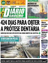 Capa do jornal Diário Gaúcho 16/04/2019