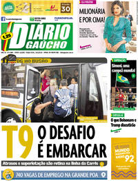 Capa do jornal Diário Gaúcho 19/03/2019