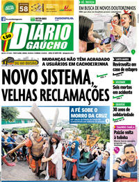 Capa do jornal Diário Gaúcho 20/04/2019