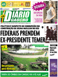 Capa do jornal Diário Gaúcho 22/03/2019
