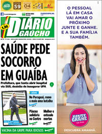 Capa do jornal Diário Gaúcho 22/04/2019