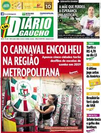 Capa do jornal Diário Gaúcho 23/02/2019